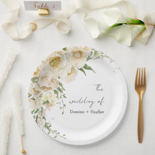 Minimalist Ivory Bliss Wedding Paper Plates