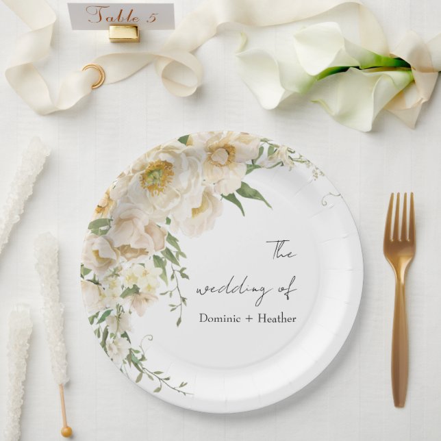 Minimalist Ivory Bliss Wedding Paper Plates (Wedding)