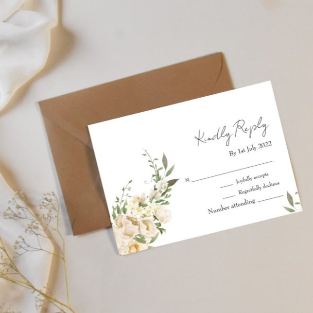 Minimalist Ivory Bliss Wedding RSVP Card (Creator Uploaded)