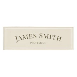 Minimalist Ivory Cream & Gold Stylish Professional Name Tag