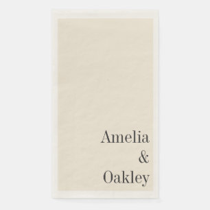 Minimalist Ivory Ecru Black Elegant Wedding Custom Paper Guest Towels