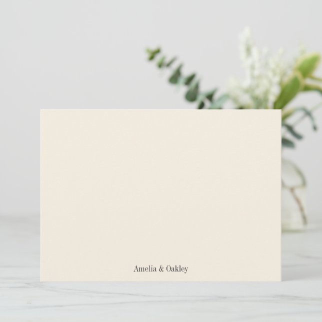 Minimalist Ivory Ecru Black Elegant Wedding Custom Thank You Card (Standing Front)