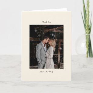 Minimalist Ivory Ecru Elegant Wedding Custom Photo Thank You Card