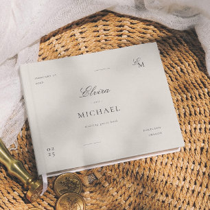 Minimalist Ivory Editorial Wedding Guest Book