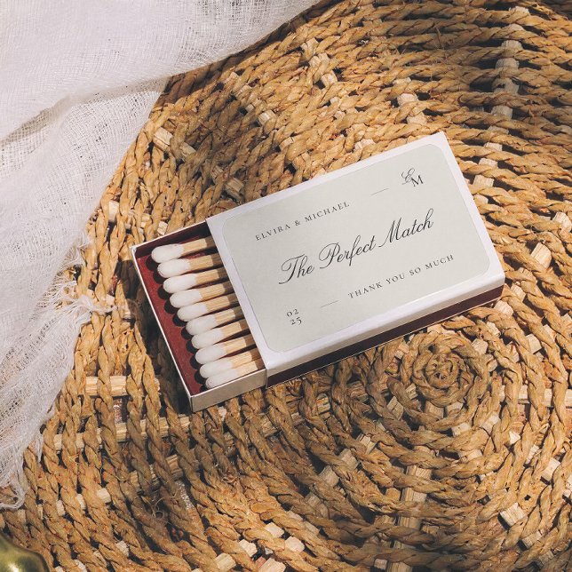 Minimalist Ivory Editorial Wedding Matchboxes (Creator Uploaded)