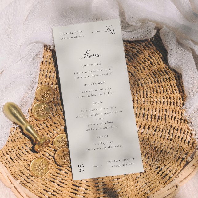 Minimalist Ivory Editorial Wedding Menu (Creator Uploaded)