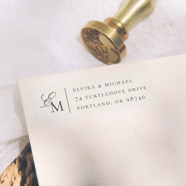 Minimalist Ivory Editorial Wedding Monogram Label (Creator Uploaded)