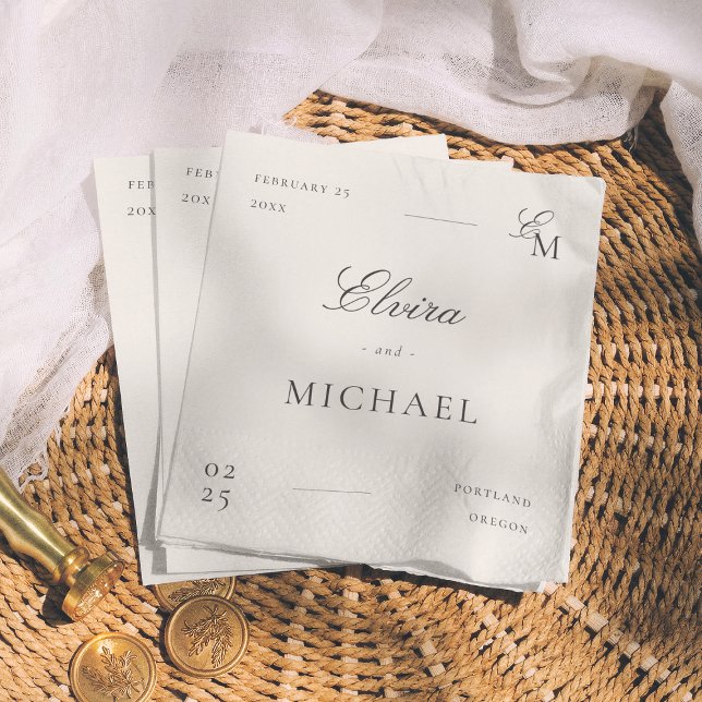 Minimalist Ivory Editorial Wedding Napkins (Creator Uploaded)