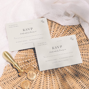 Minimalist Ivory Editorial Wedding RSVP Card