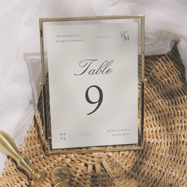 Minimalist Ivory Editorial Wedding Table Number (Creator Uploaded)