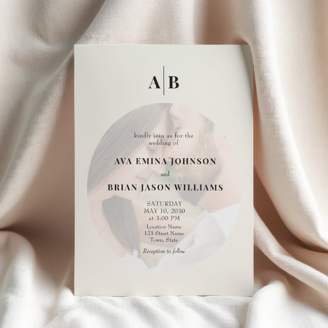 Minimalist Ivory Photo Editorial Wedding Invitation (Creator Uploaded)