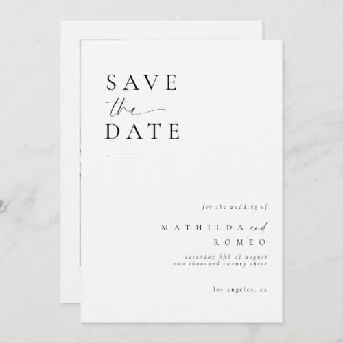 Minimalist Ivory Photo Wedding Save the date Invitation