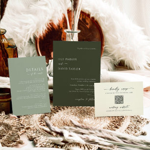 Minimalist Ivory RSVP with QR Code Card