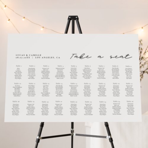 Minimalist Ivory Seating Chart Foam Board