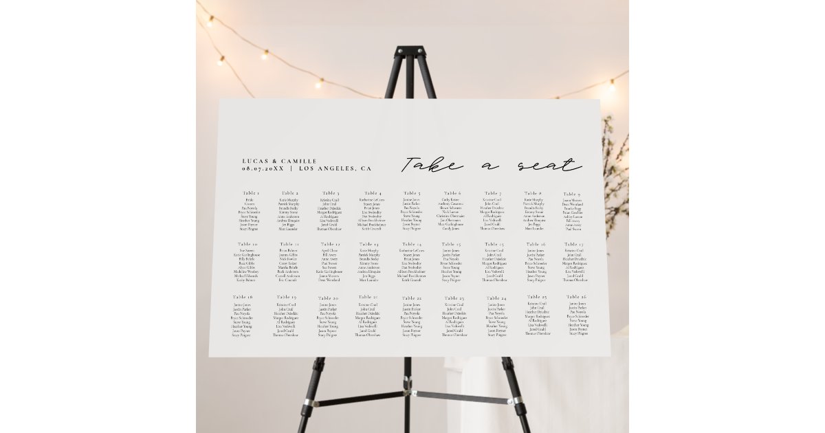 Minimalist Ivory Seating Chart Foam Board | Zazzle
