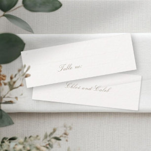 Minimalist Ivory Wedding Place Name Escort Mini Business Card