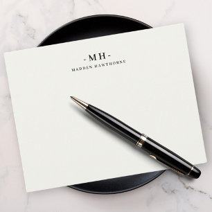 Minimalist Ivory White Simple Elegant Monogram Note Card