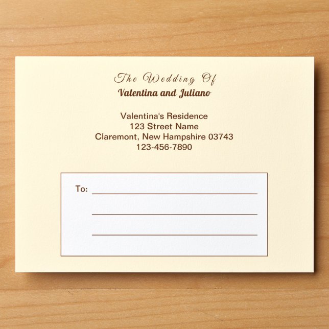 Minimalist Ivory with Brown Text Wedding Envelope (Ivory with brown text wedding envelope)
