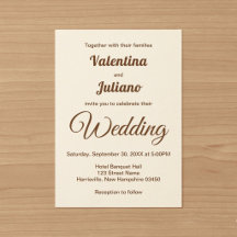 Minimalist Ivory with Brown Text Wedding