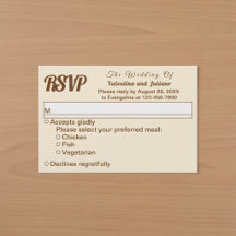 Minimalist Ivory with Brown Text Wedding RSVP