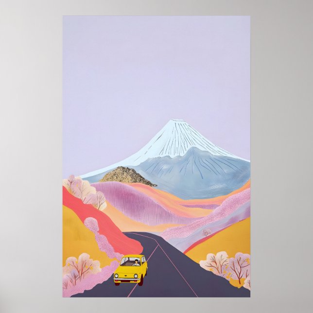 Minimalist Japan Travel Poster - Whimsical Yellow (Front)