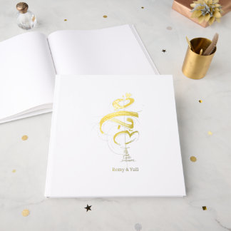 Minimalist Japandi Wedding Invitation MAHABAH love Foil Guest Book
