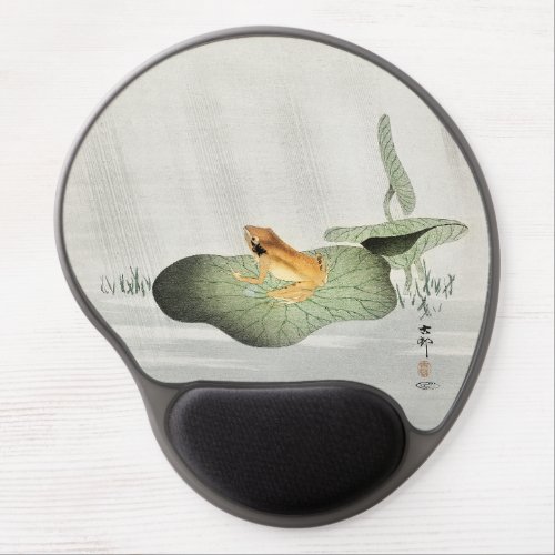 Minimalist Japanese Art Painting Sage Green Frog Gel Mouse Pad