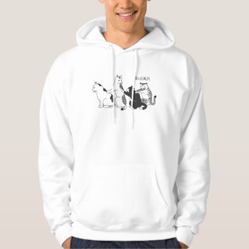 Minimalist Japanese cat line art design Hoodie