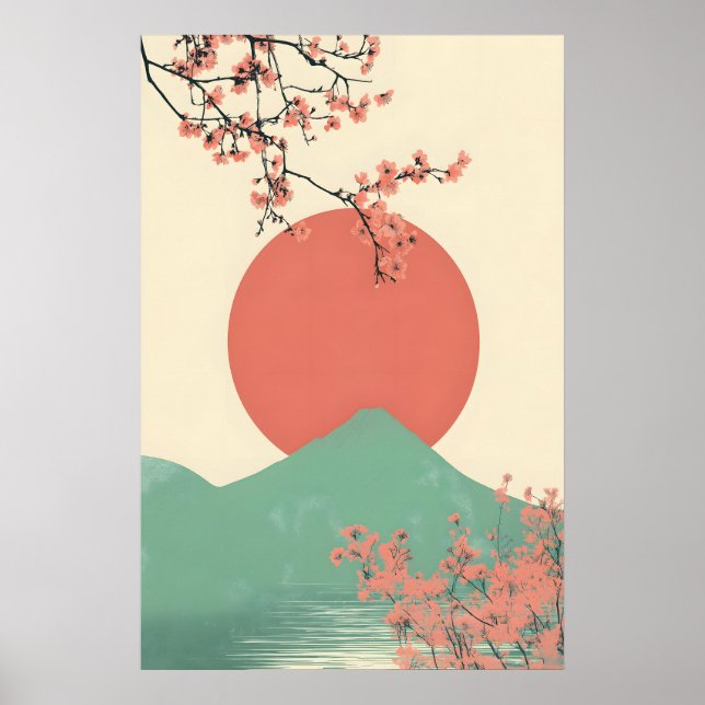 Minimalist Japanese Cherry Blossom Art Print (Front)