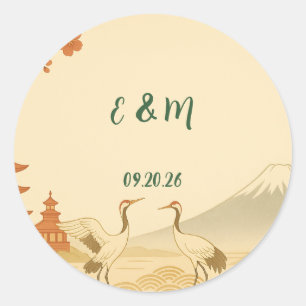 Minimalist Japanese Cherry Blossom Wedding Sticker