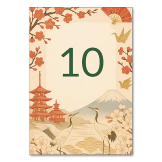 Minimalist Japanese Cherry Blossom Wedding Table Number