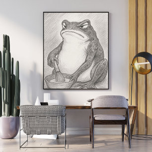 Minimalist Japanese Frog Art Print   Matsumoto