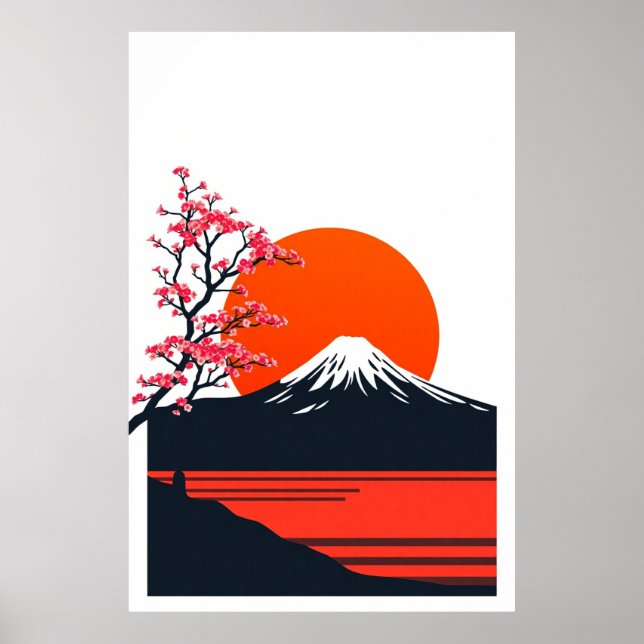 Minimalist Japanese Landscape Art  Poster (Front)