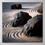 Minimalist Japanese Zen Garden - Raked Gravel &amp; Ro Poster
