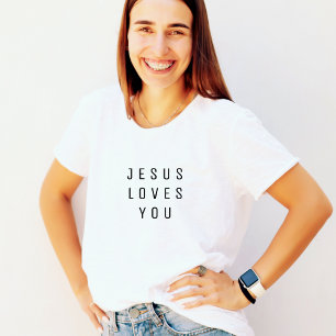 Minimalist Jesus Loves You Text  T-Shirt