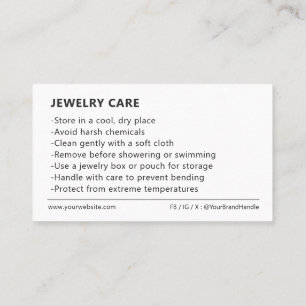  Minimalist Jewelry Care Package Insert Card