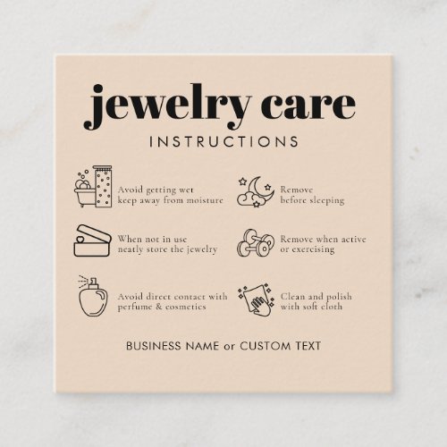Minimalist Jewelry Care Thank You Business Beige Enclosure Card