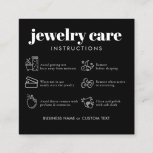 Minimalist Jewelry Care Thank You Business Black Enclosure Card