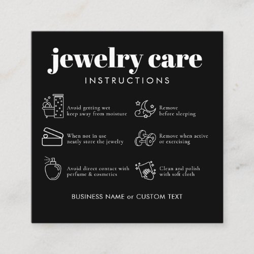 Minimalist Jewelry Care Thank You Business Black Enclosure Card