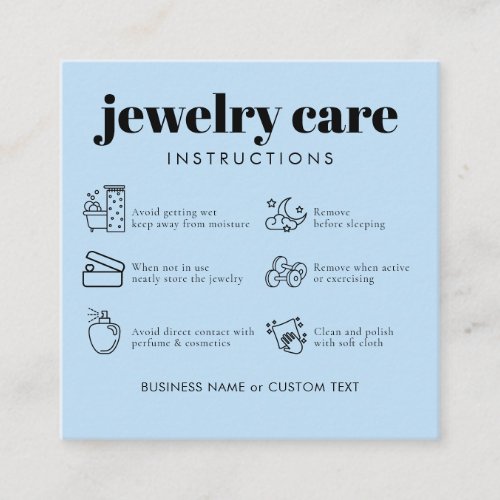 Minimalist Jewelry Care Thank You Business Blue Enclosure Card