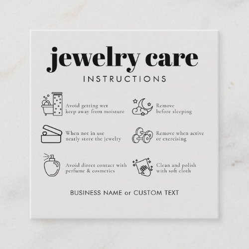 Minimalist Jewelry Care Thank You Business Gray Enclosure Card