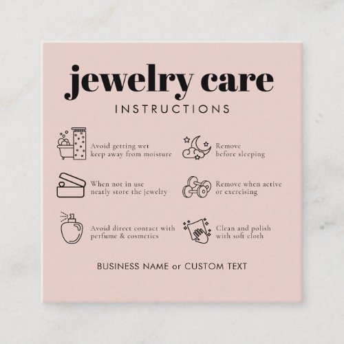 Minimalist Jewelry Care Thank You Business Pink Enclosure Card