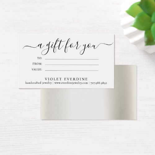 Minimalist Jewelry Designer Gift Certificate