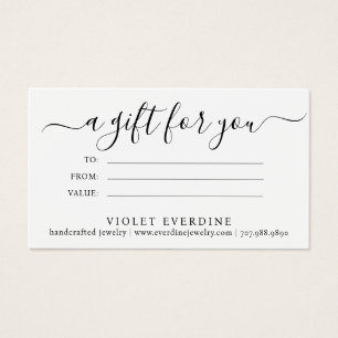 Minimalist Jewelry Designer Gift Certificate