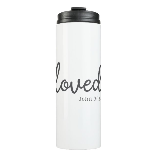 Minimalist John 3:16 loved  Thermal Tumbler (Front)