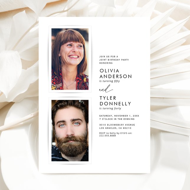 Minimalist Joint Birthday Photo Invitation (Creator Uploaded)