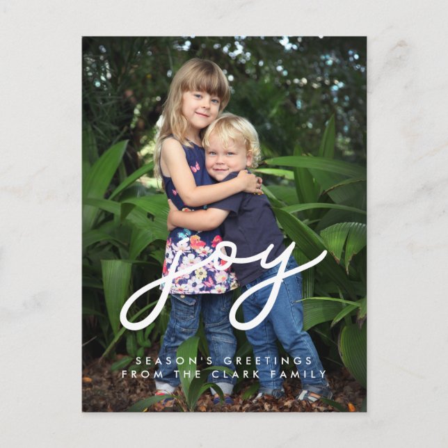 Minimalist Joy Holiday photo Postcard (Front)