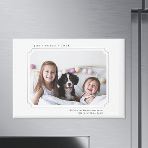 Minimalist Joy Peace Love Christmas Photo Magnet