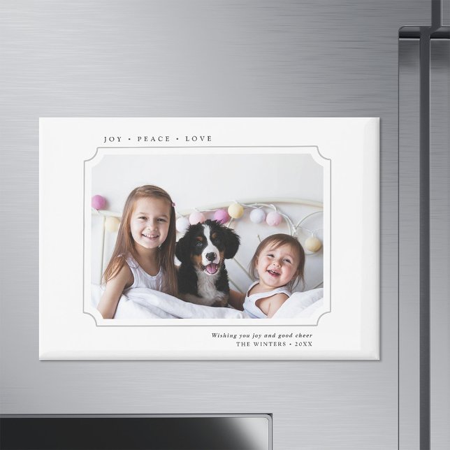 Minimalist Joy Peace Love Christmas Photo Magnet (Creator Uploaded)