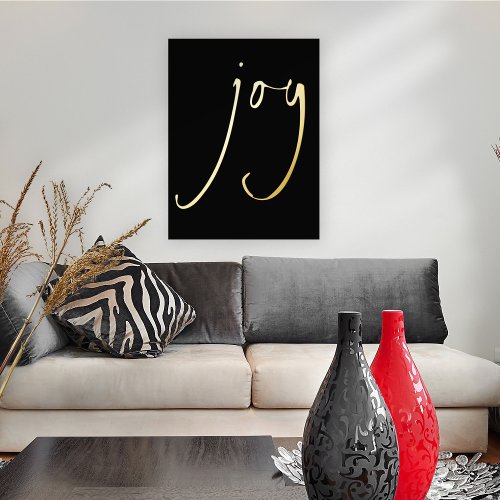 Minimalist Joy Script Black Real Foil Prints